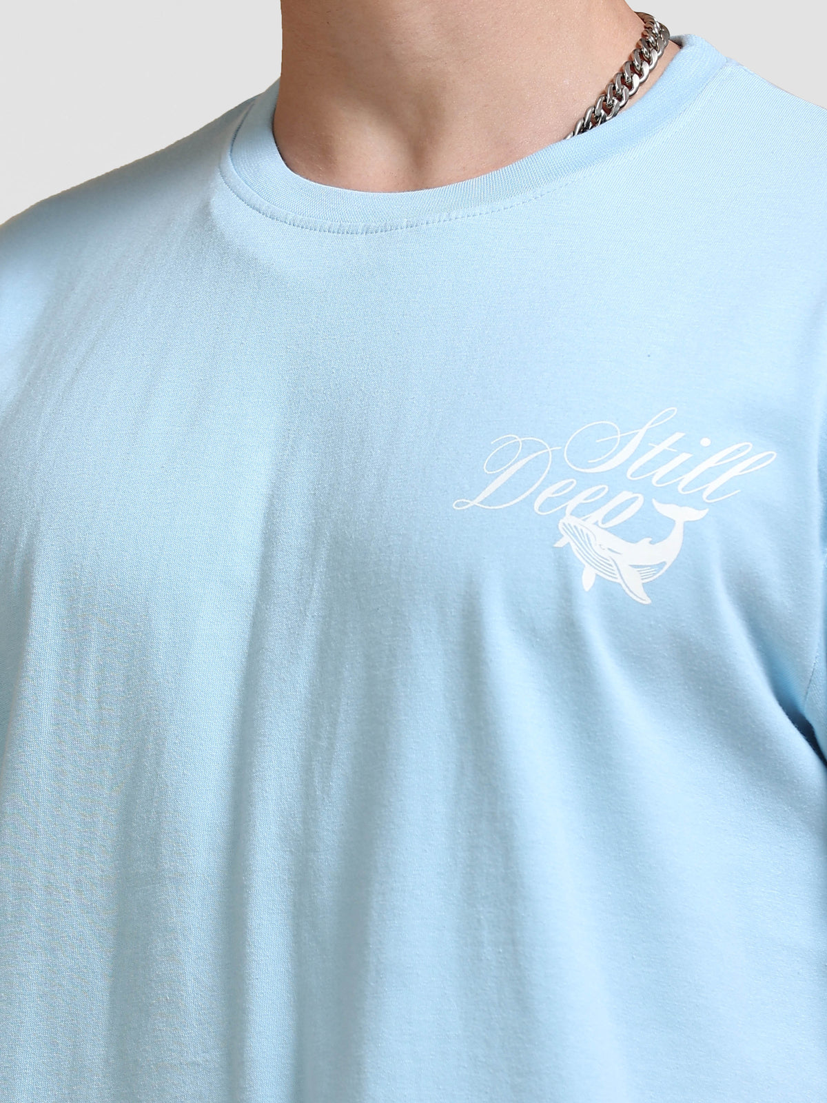 ARDEUR Men's Relaxed Fit 100% Cotton Graphic T-Shirt - Powder Blue
