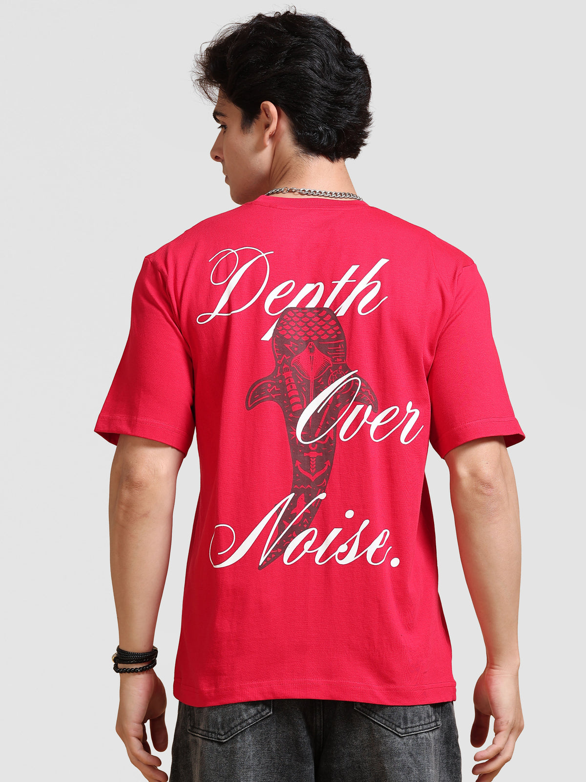 ARDEUR Men's Relaxed Fit 100% Cotton Graphic Printed T-Shirt - Red