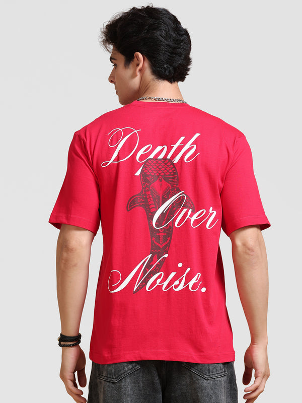 ARDEUR Men's Relaxed Fit 100% Cotton Graphic Printed T-Shirt - Red