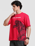 ARDEUR Men's Relaxed Fit 100% Cotton Graphic T-Shirt - Red