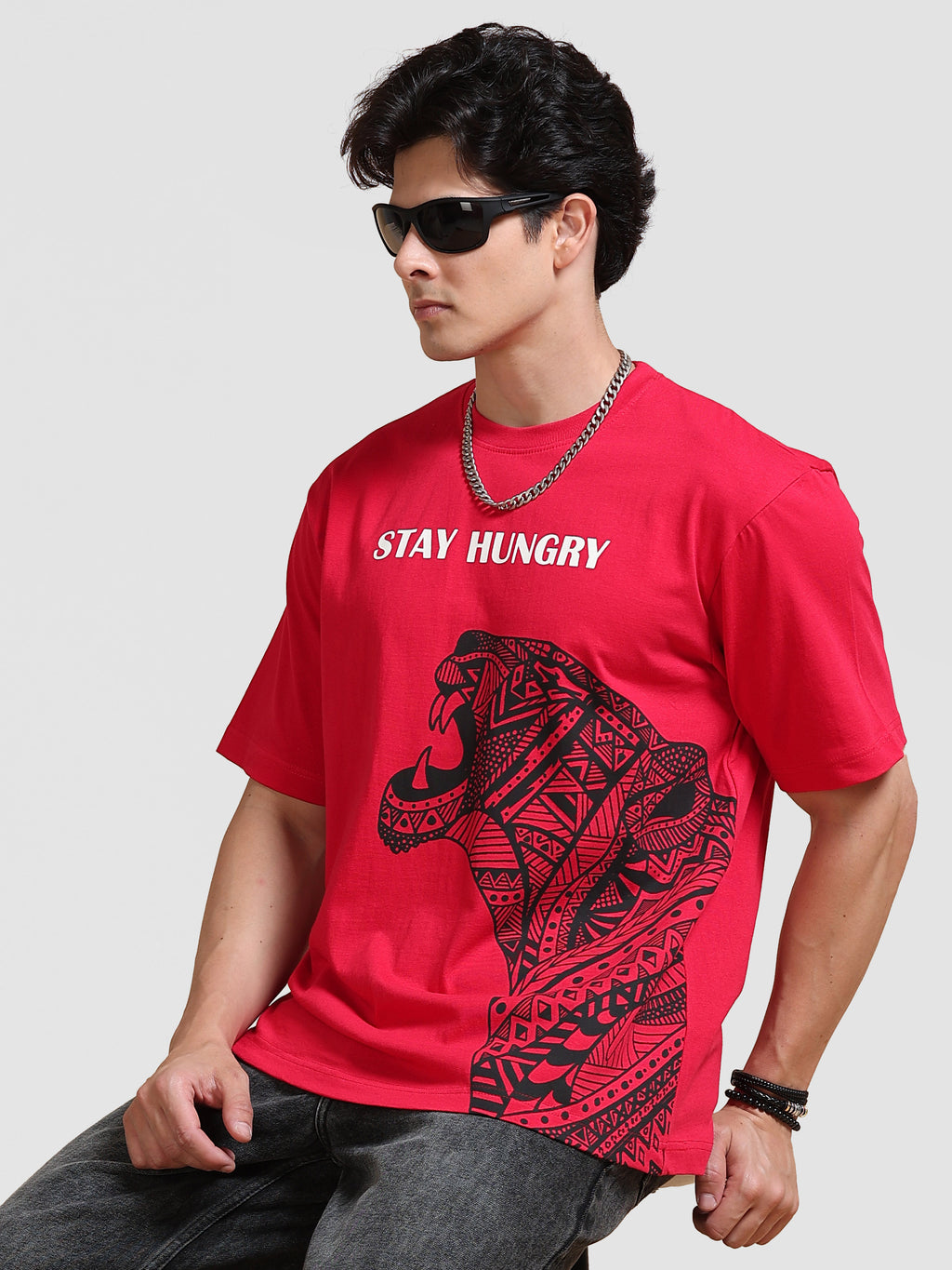 ARDEUR Men's Relaxed Fit 100% Cotton Graphic T-Shirt - Red