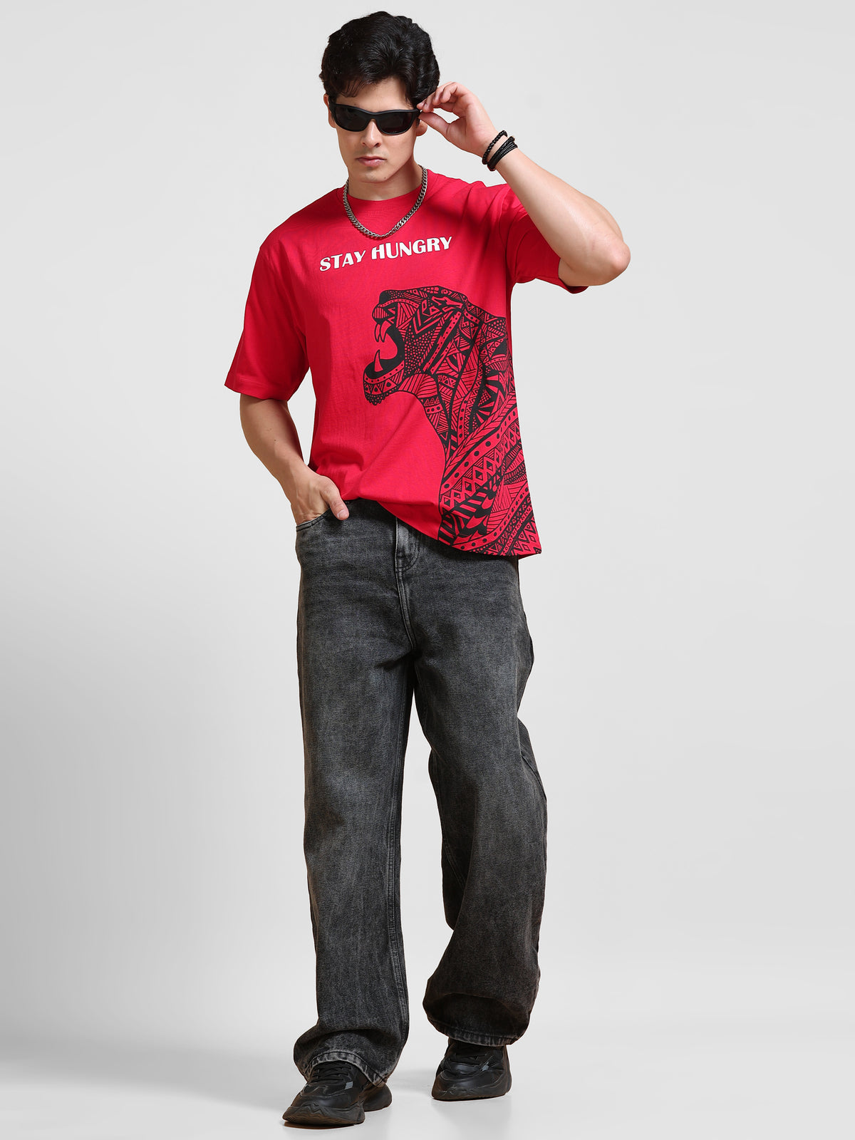 ARDEUR Men's Relaxed Fit 100% Cotton Graphic T-Shirt - Red