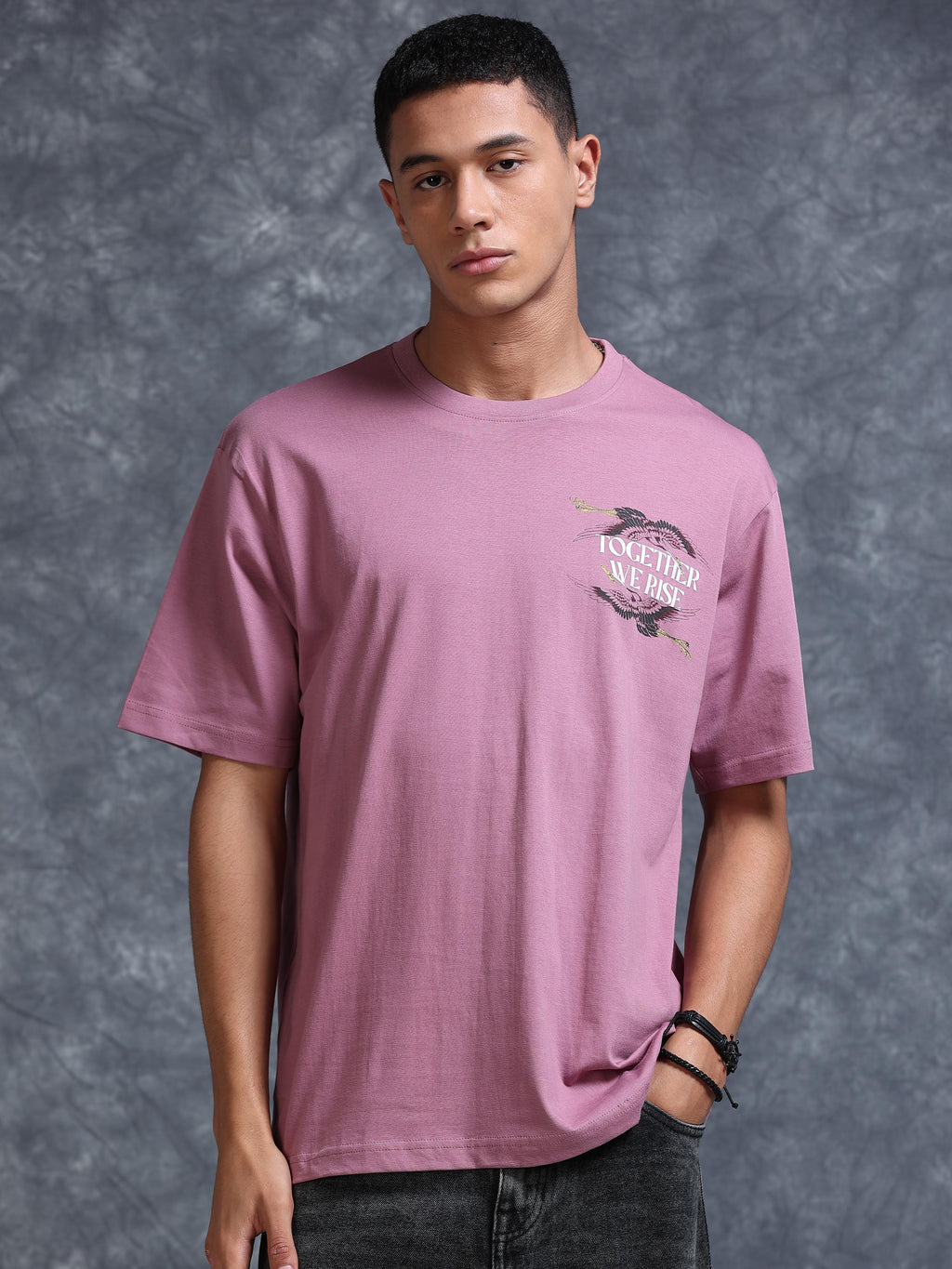 ARDEUR Men's Relaxed Fit Pure Cotton Graphic T-Shirt - Dusky Orchid