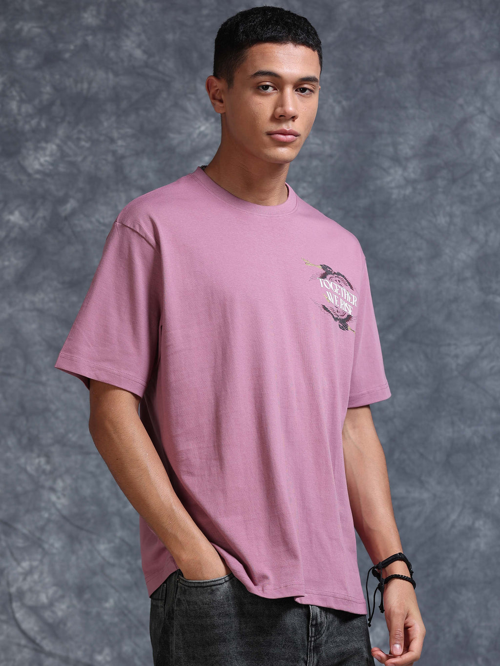 ARDEUR Men's Relaxed Fit Pure Cotton Graphic T-Shirt - Dusky Orchid