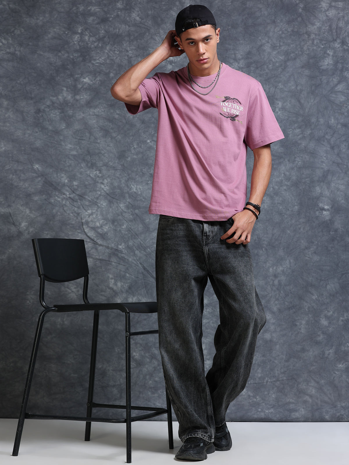 ARDEUR Men's Relaxed Fit Pure Cotton Graphic T-Shirt - Dusky Orchid