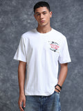 ARDEUR Men's Relaxed Fit Cotton Graphic T-Shirt - White