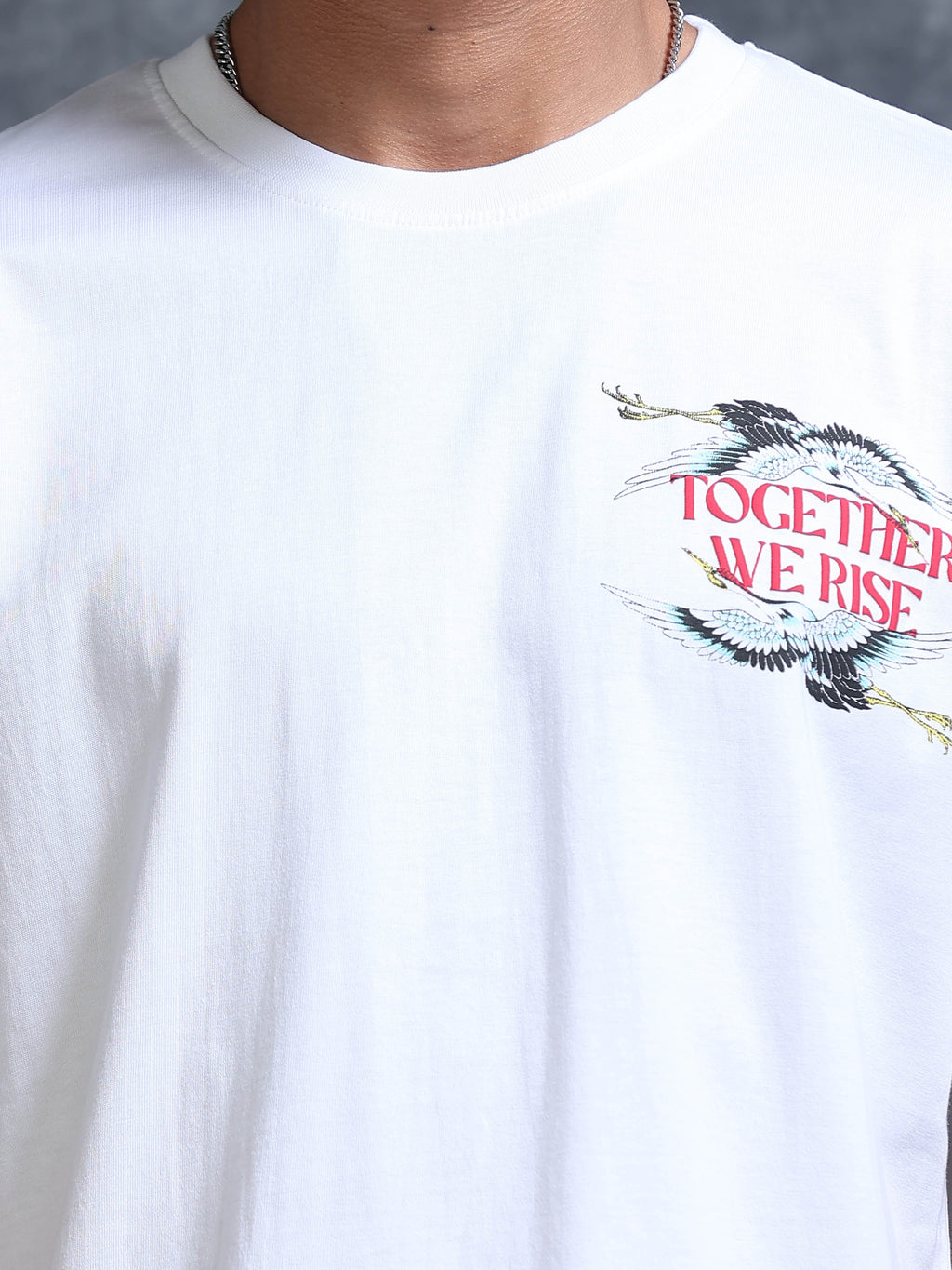 ARDEUR Men's Relaxed Fit Cotton Graphic T-Shirt - White