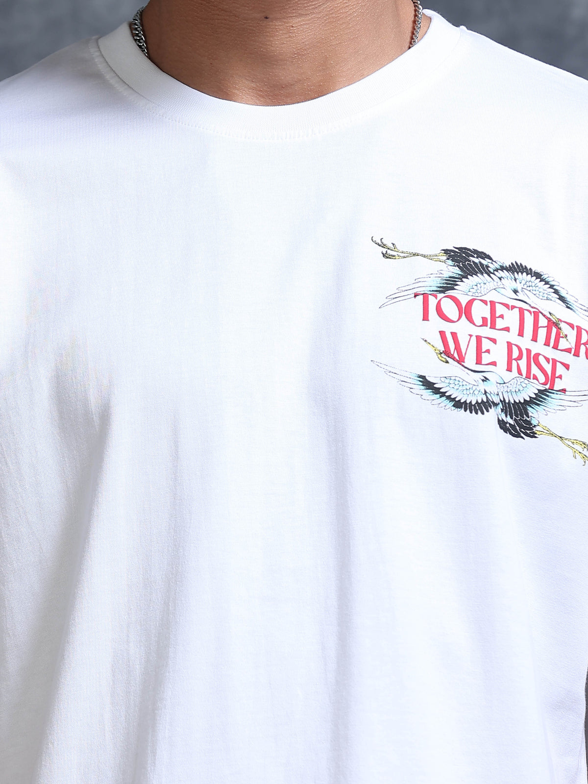 ARDEUR Men's Relaxed Fit Cotton Graphic T-Shirt - White