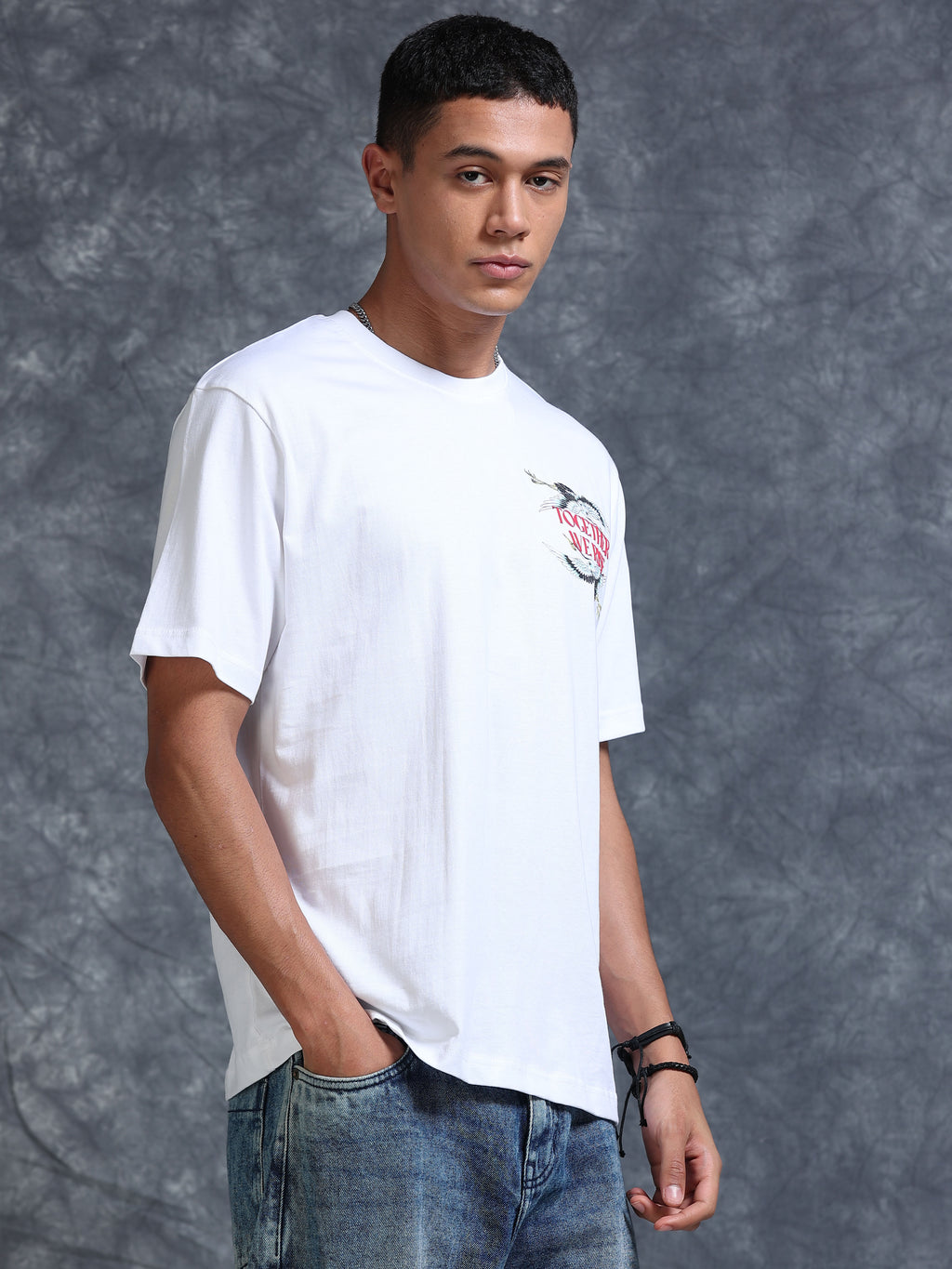 ARDEUR Men's Relaxed Fit Cotton Graphic T-Shirt - White