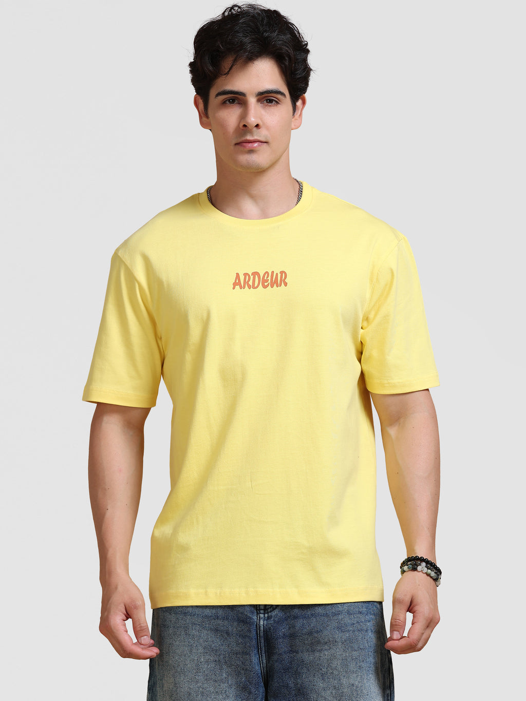 ARDEUR Men's Relaxed Fit 100% Cotton Graphic Printed T-Shirt - Lemon Drop