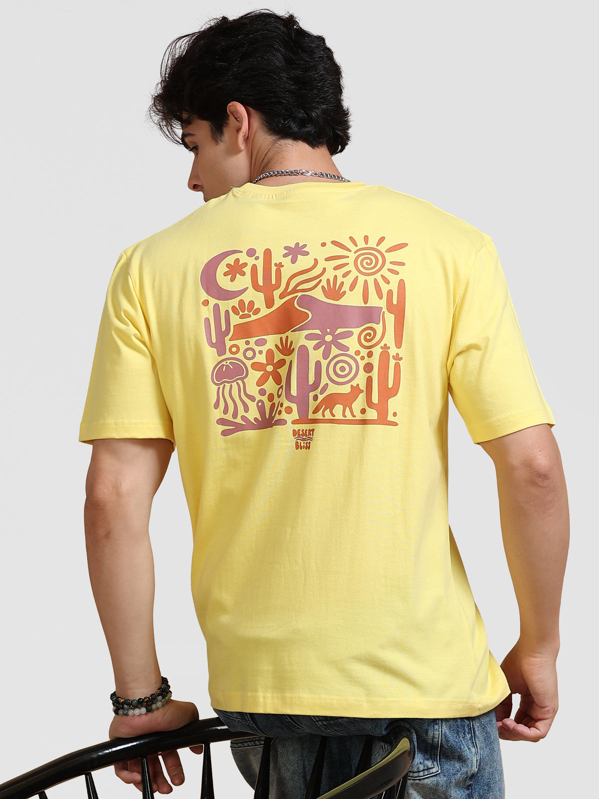 ARDEUR Men's Relaxed Fit 100% Cotton Graphic Printed T-Shirt - Lemon Drop