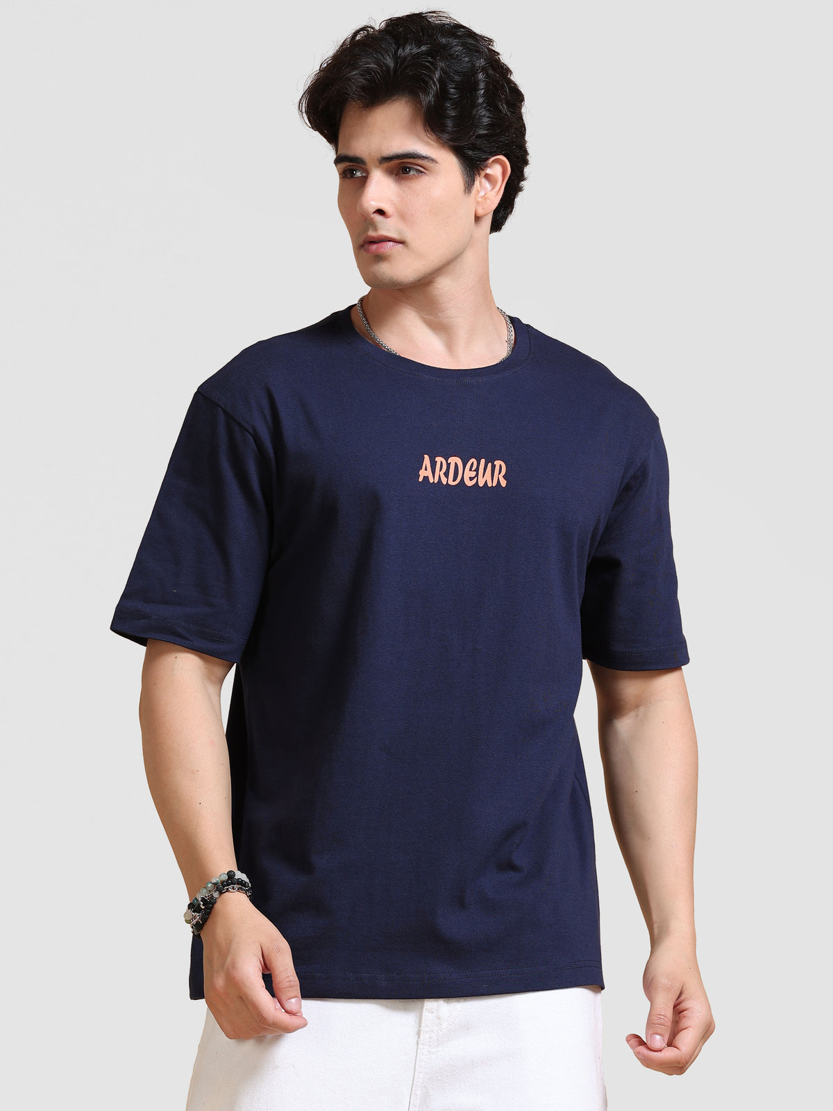 ARDEUR Men's Relaxed Fit 100% Cotton Graphic T-Shirt - Navy Blazer