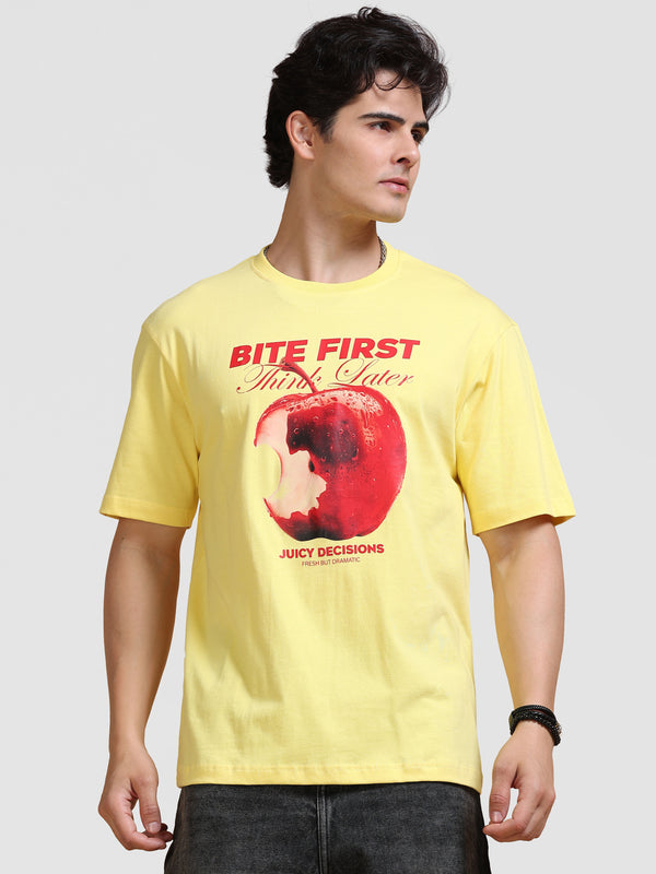 ARDEUR Men's Relaxed Fit Pure Cotton Graphic T-Shirt - Lemon Drop
