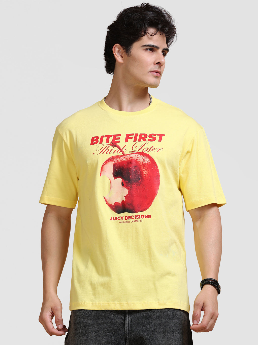 ARDEUR Men's Relaxed Fit Pure Cotton Graphic T-Shirt - Lemon Drop
