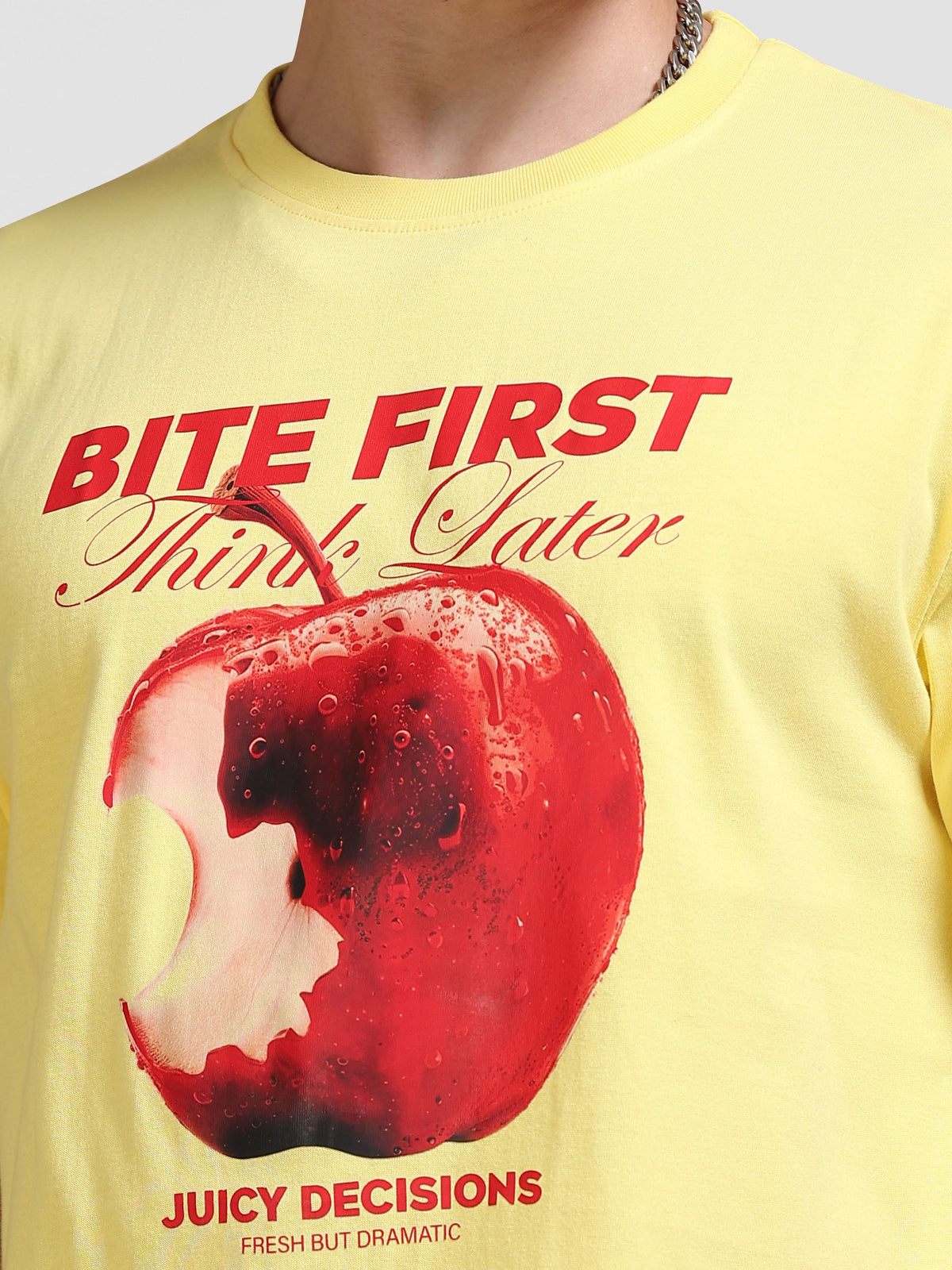 ARDEUR Men's Relaxed Fit Pure Cotton Graphic T-Shirt - Lemon Drop