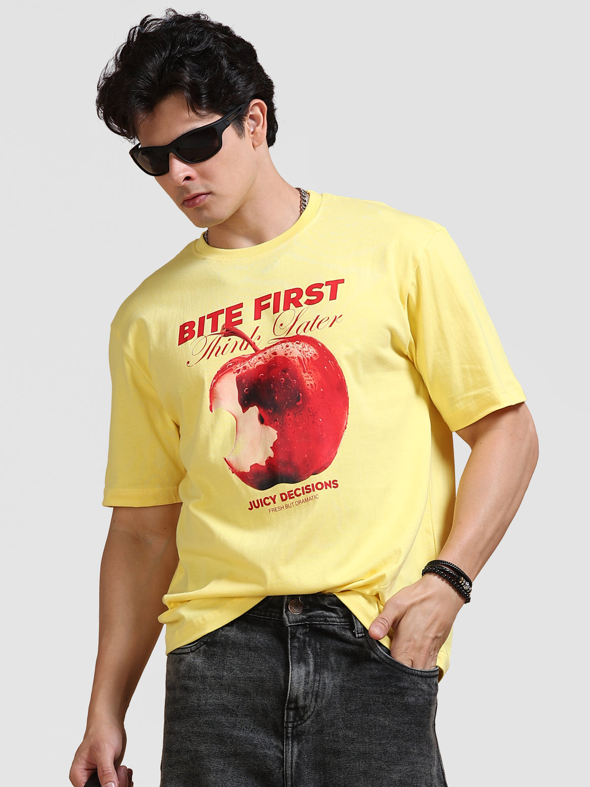 ARDEUR Men's Relaxed Fit Pure Cotton Graphic T-Shirt - Lemon Drop