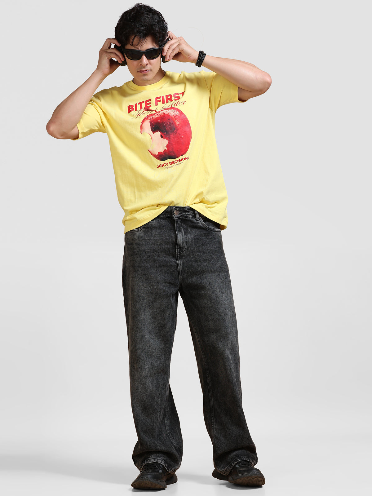 ARDEUR Men's Relaxed Fit Pure Cotton Graphic T-Shirt - Lemon Drop
