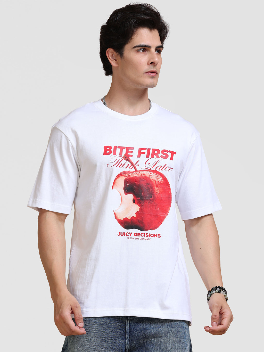 ARDEUR Men's Relaxed Fit 100% Cotton Graphic T-Shirt - White