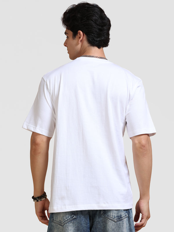 ARDEUR Men's Relaxed Fit 100% Cotton Graphic T-Shirt - White