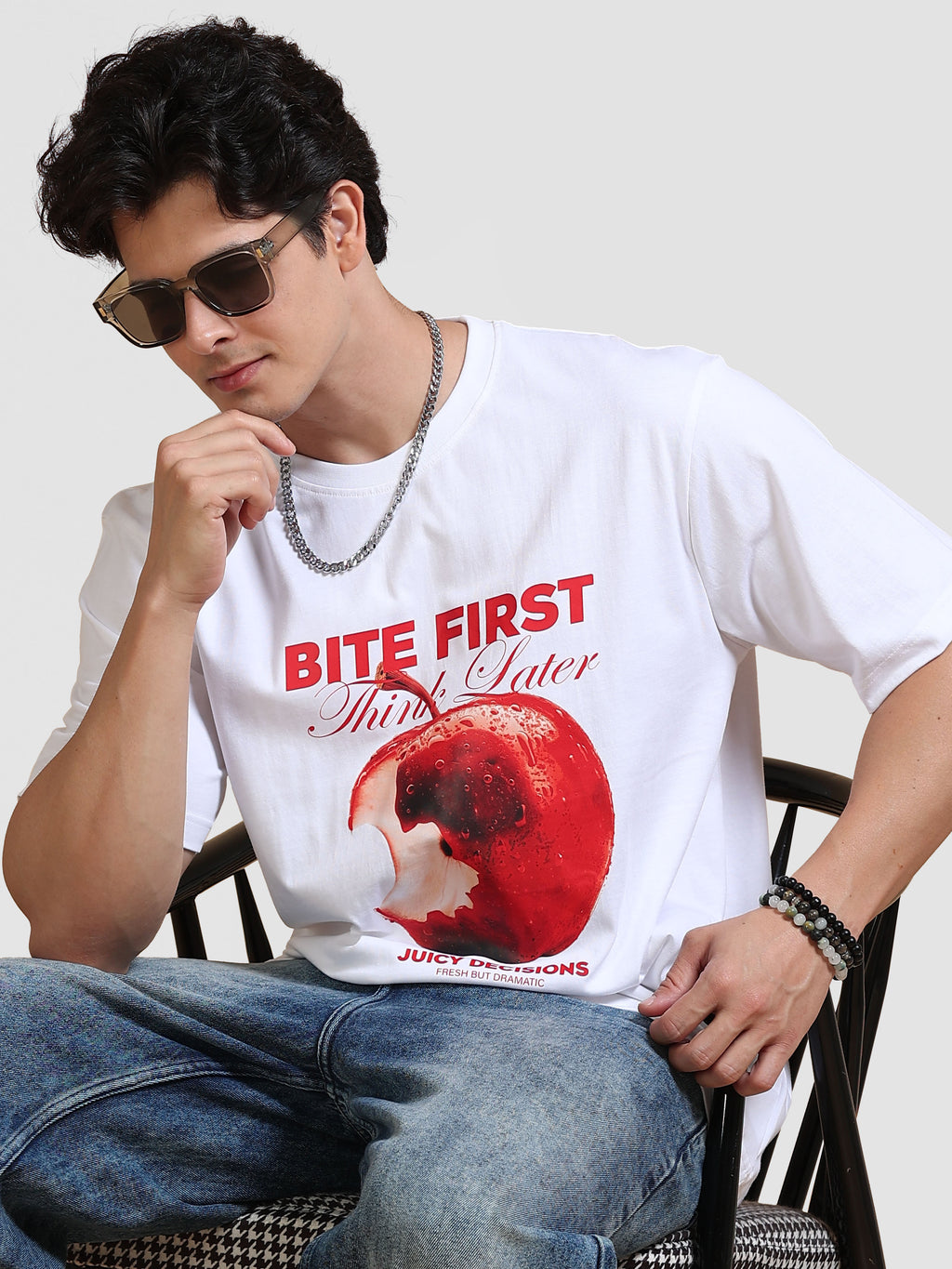 ARDEUR Men's Relaxed Fit 100% Cotton Graphic T-Shirt - White