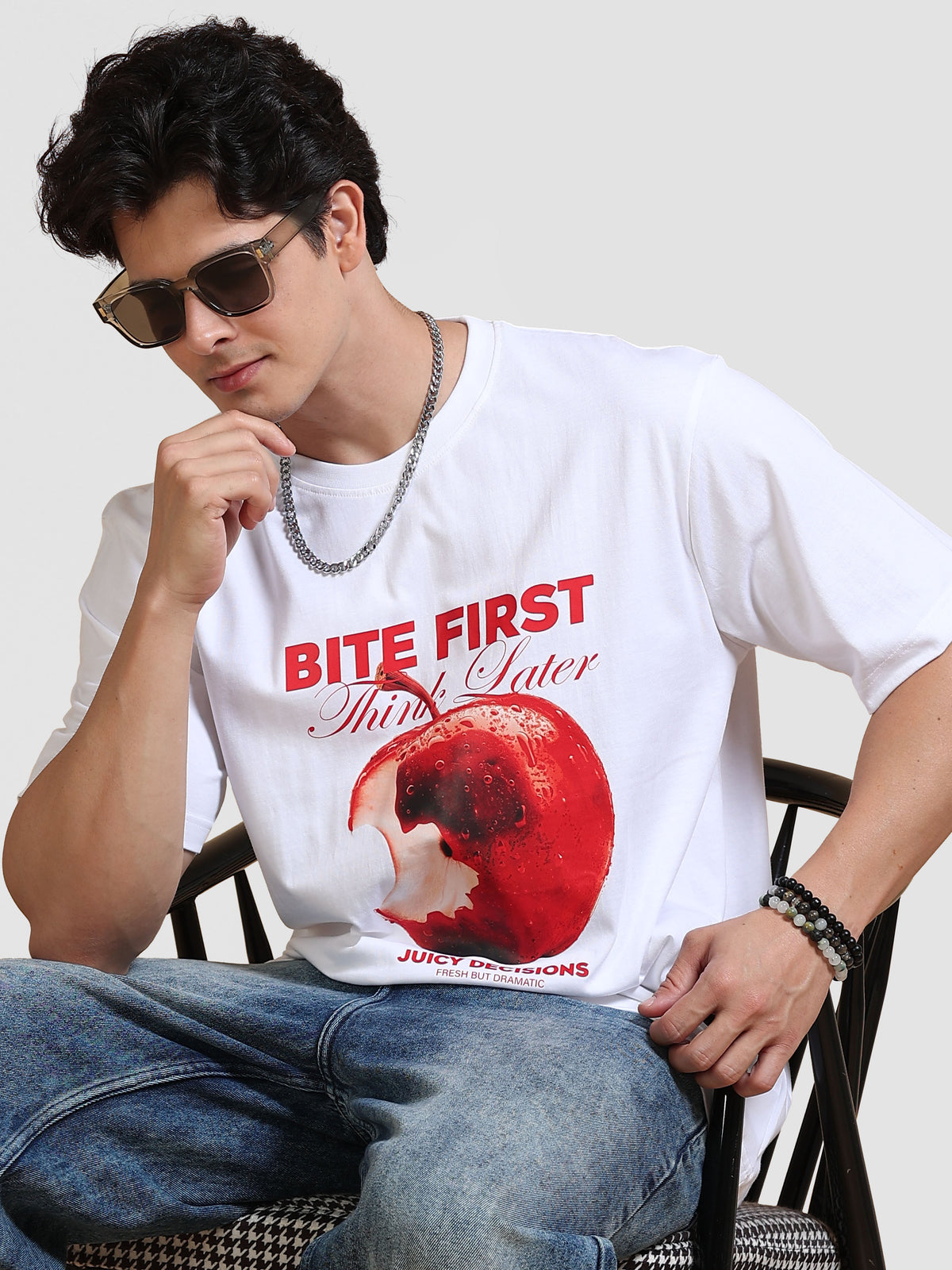 ARDEUR Men's Relaxed Fit 100% Cotton Graphic T-Shirt - White