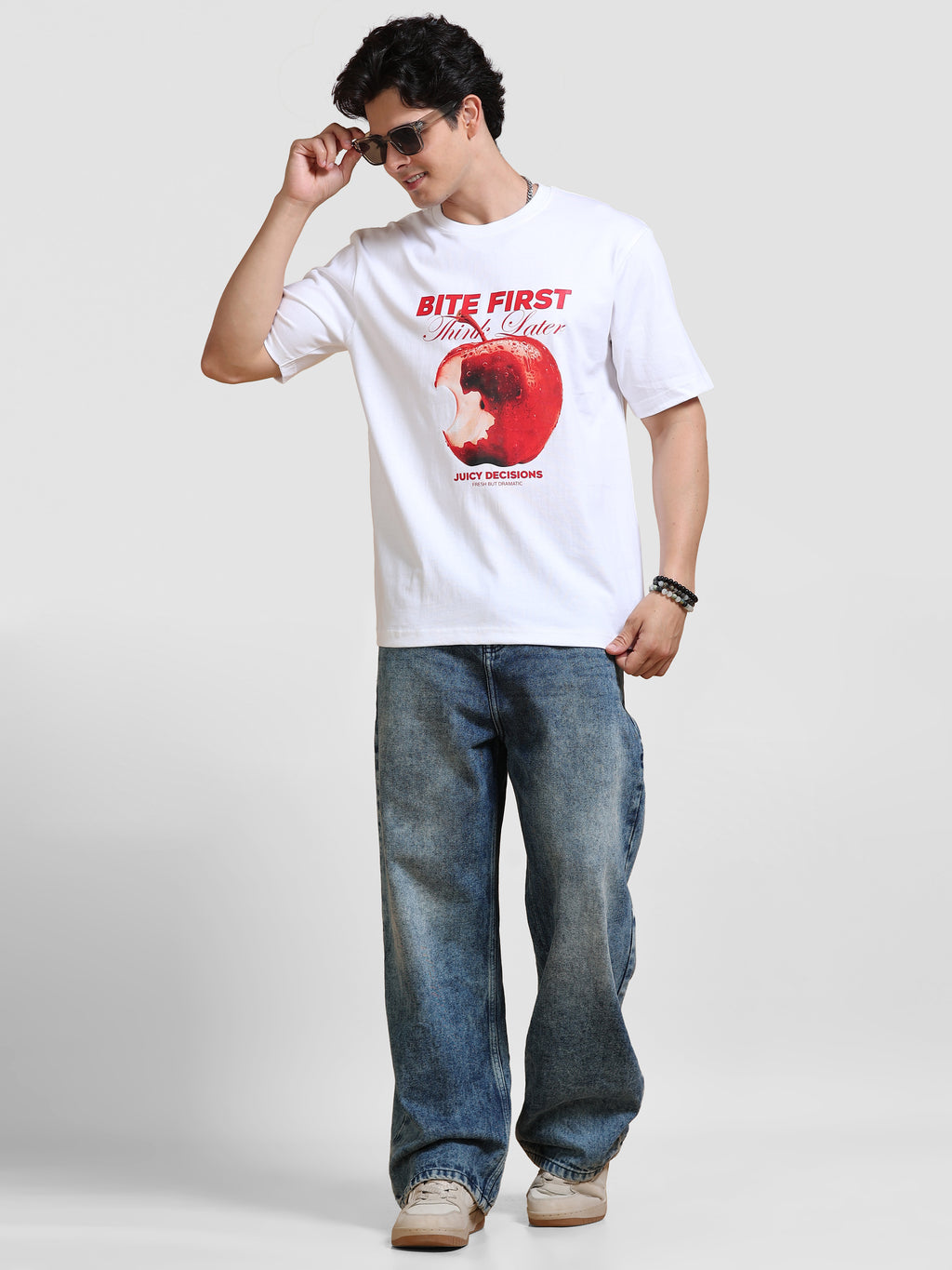 ARDEUR Men's Relaxed Fit 100% Cotton Graphic T-Shirt - White