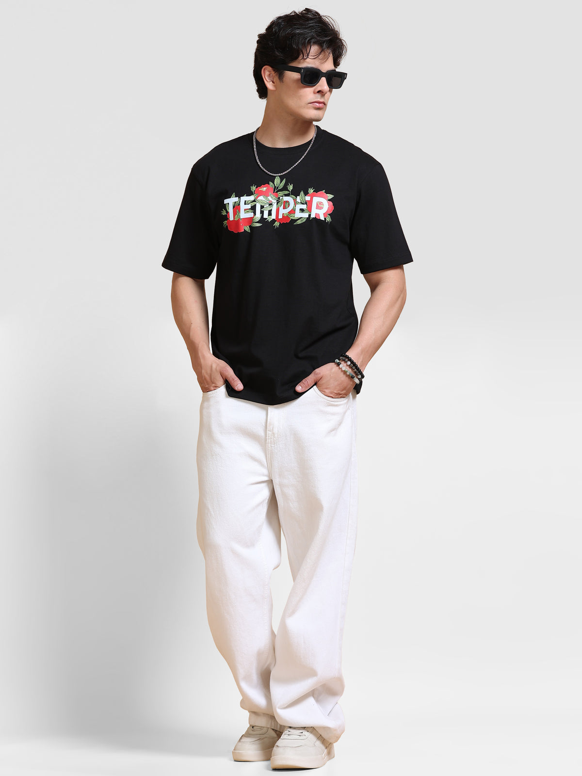ARDEUR Men's Relaxed Fit 100% Cotton Graphic TShirt - Black