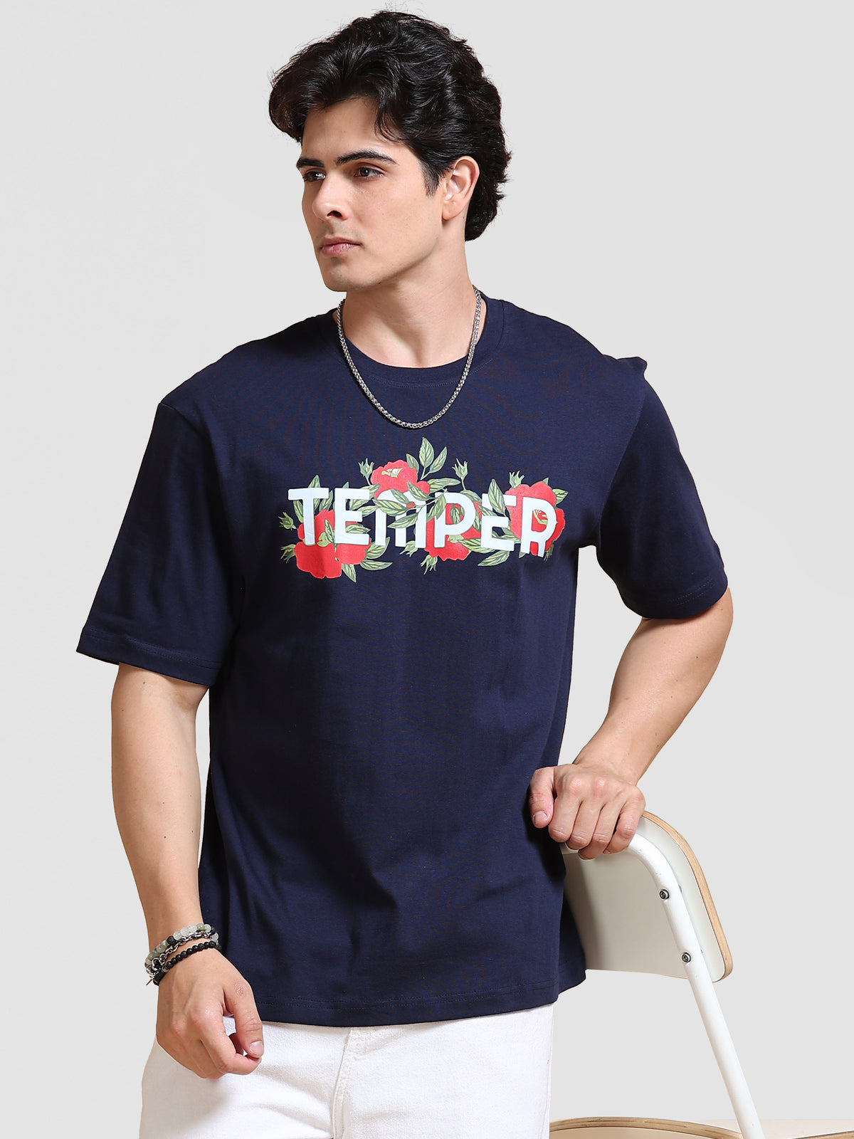 ARDEUR Men's Relaxed Fit Pure Cotton Graphic T-Shirt - Navy Blazer