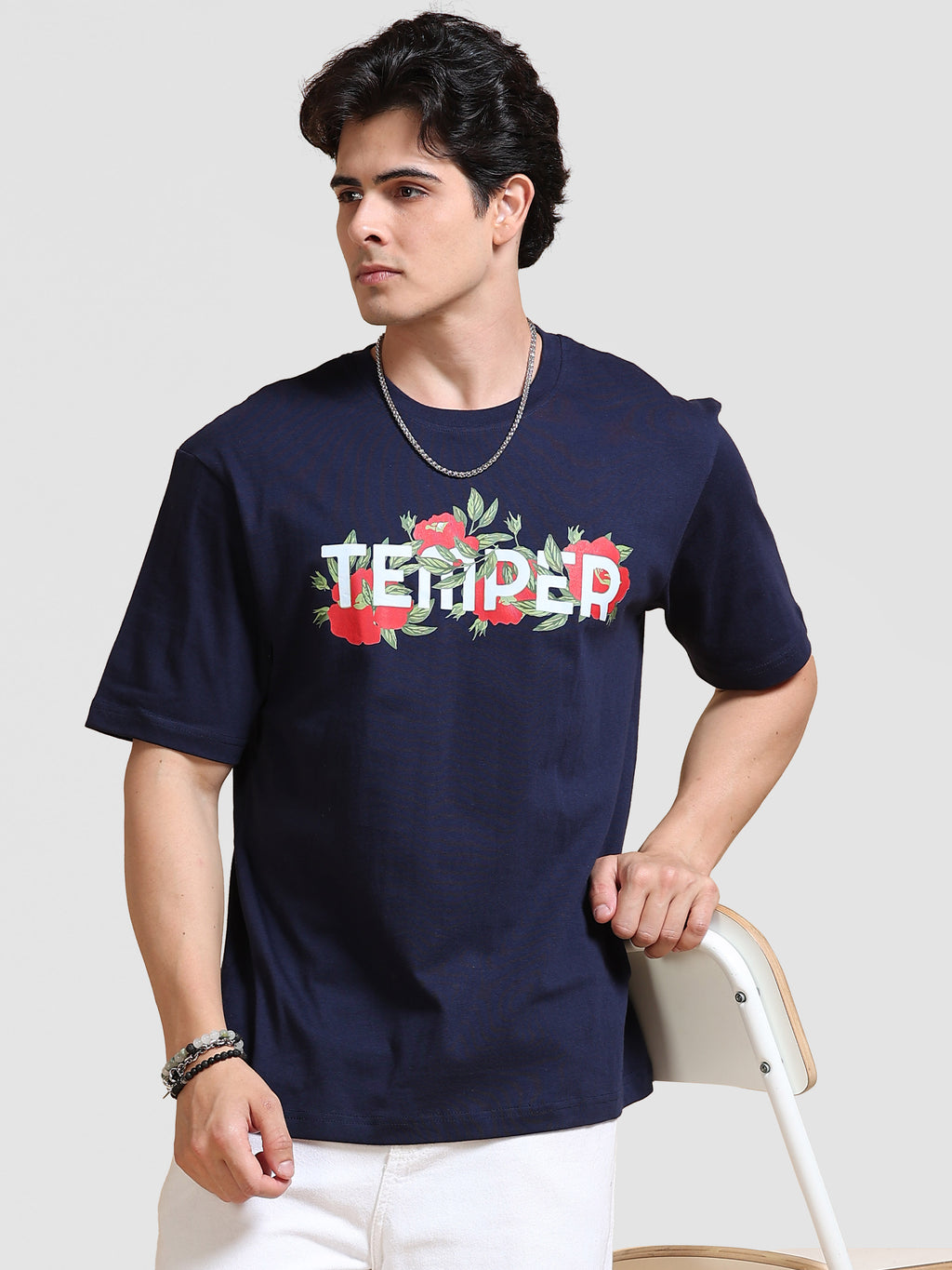ARDEUR Men's Relaxed Fit Pure Cotton Graphic T-Shirt - Navy Blazer