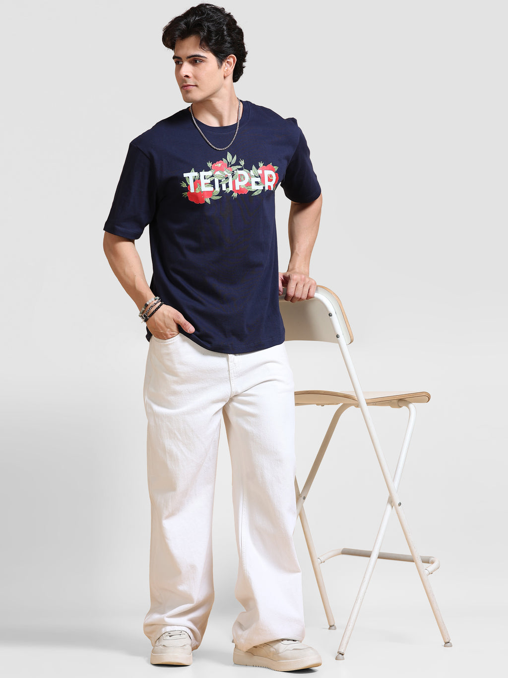 ARDEUR Men's Relaxed Fit Pure Cotton Graphic T-Shirt - Navy Blazer