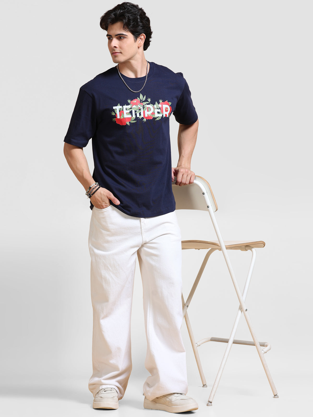 ARDEUR Men's Relaxed Fit Pure Cotton Graphic T-Shirt - Navy Blazer