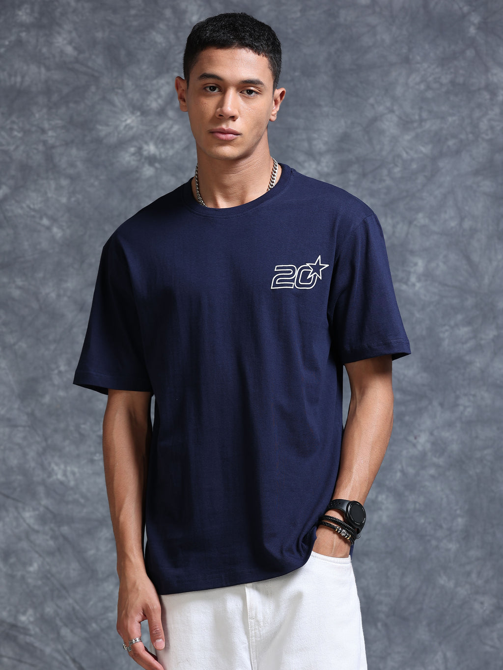 ARDEUR STREETZ Men's Relaxed Fit 100% Cotton Graphic T-Shirt - Navy Blazer