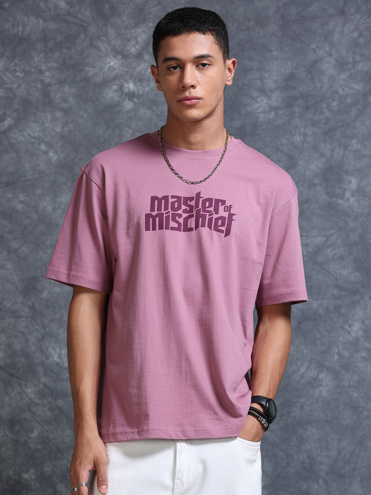 ARDEUR STREETZ Men's Relaxed Fit Cotton Graphic T-Shirt - Dusky Orchid