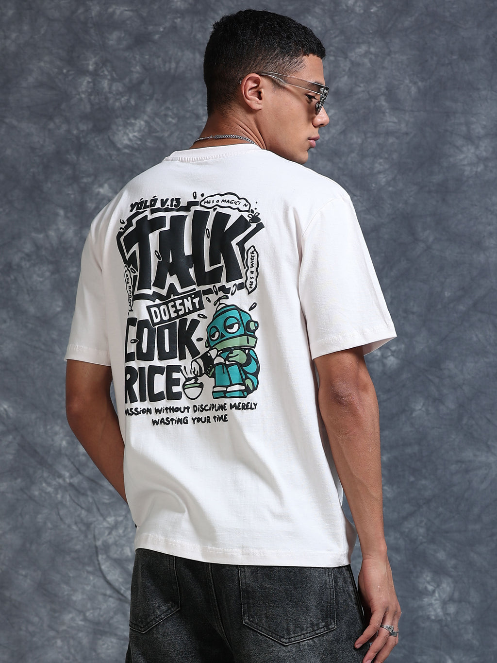ARDEUR STREETZ Men's Relaxed Fit 100% Cotton Graphic T-Shirt - Bone White