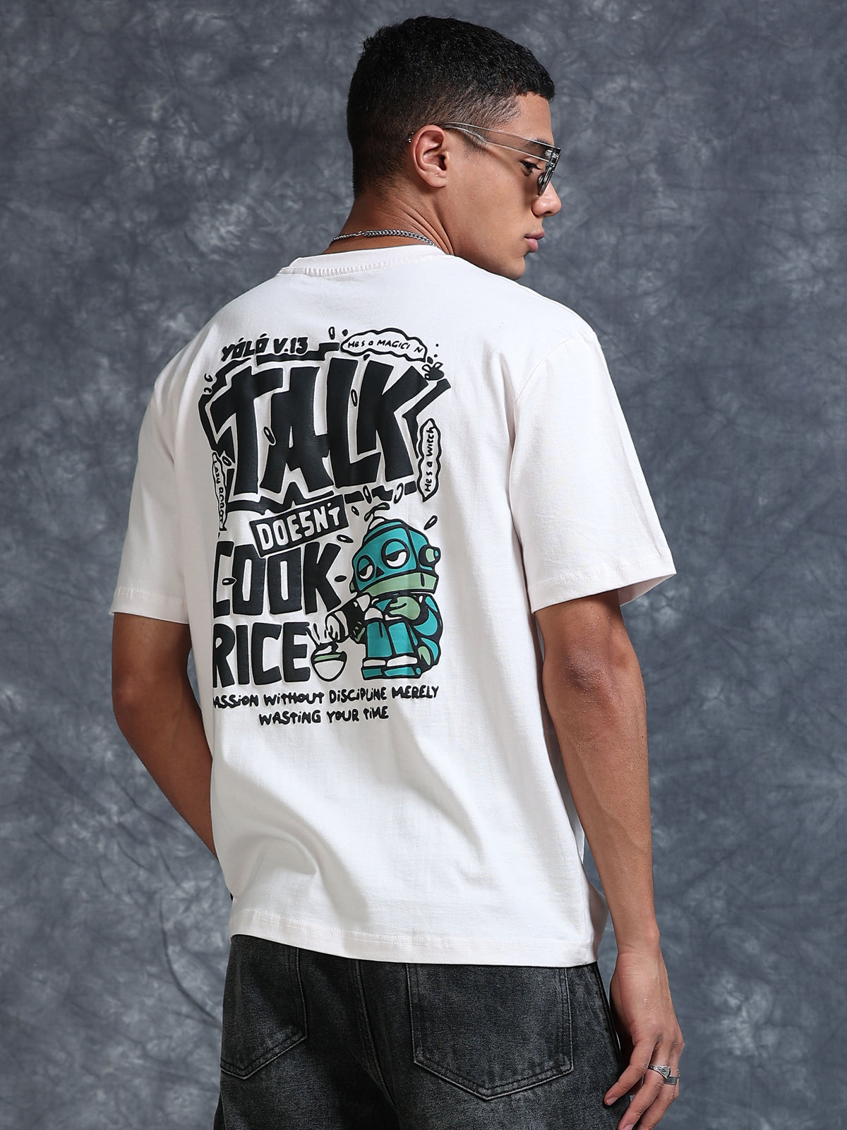 ARDEUR STREETZ Men's Relaxed Fit 100% Cotton Graphic T-Shirt - Bone White