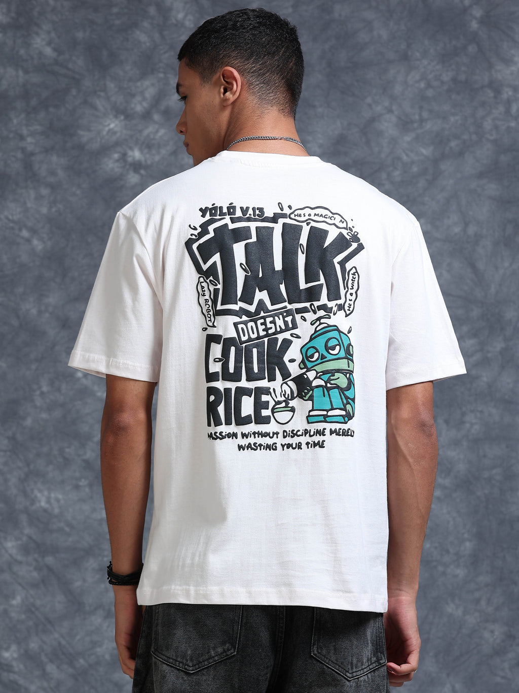 ARDEUR STREETZ Men's Relaxed Fit 100% Cotton Graphic T-Shirt - Bone White