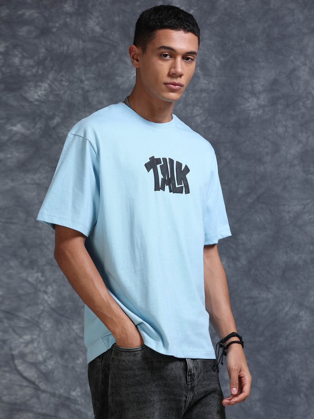 ARDEUR STREETZ Men's Relaxed Fit 100% Cotton Graphic T-Shirt - Powder Blue