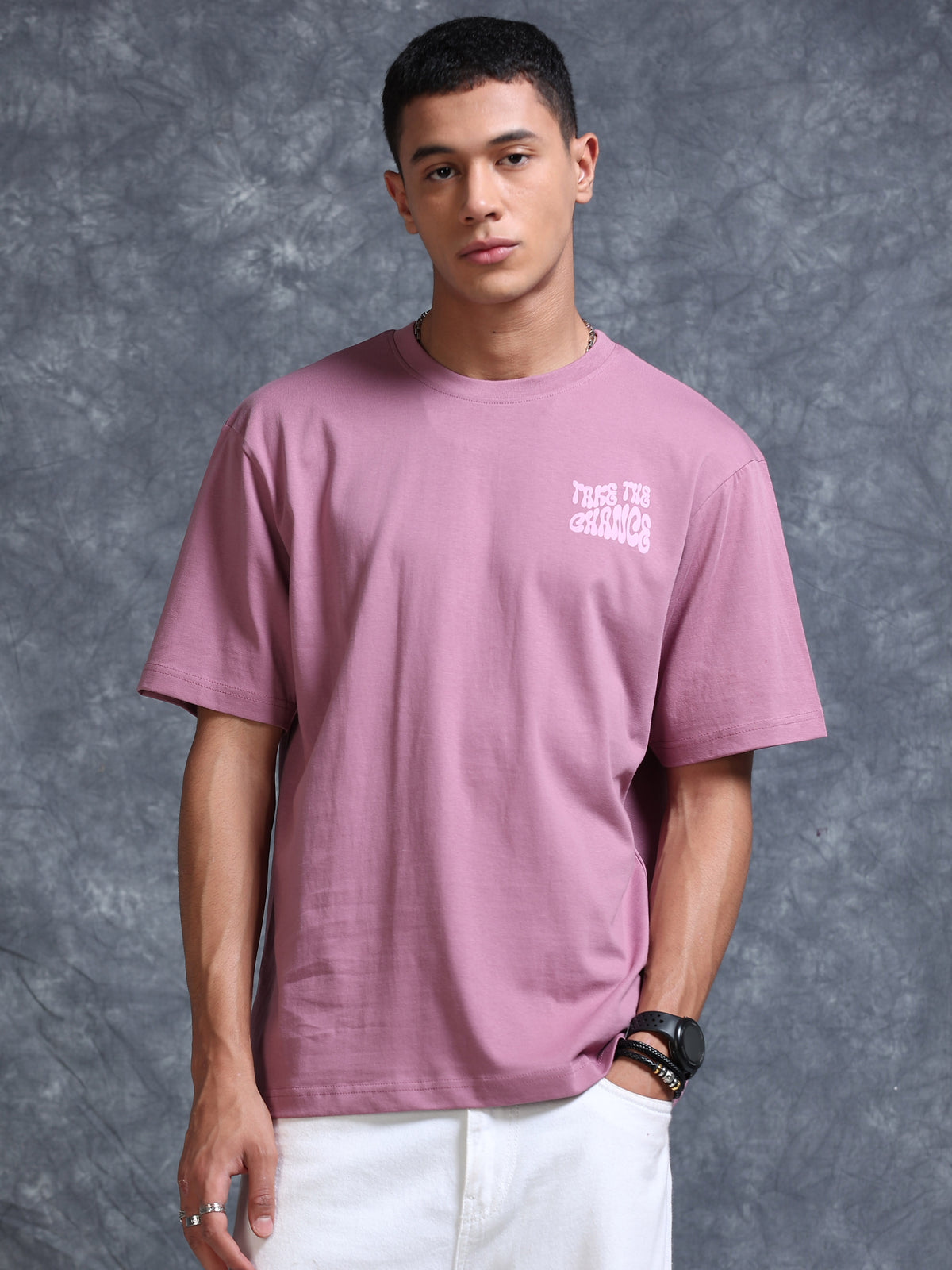 ARDEUR STREETZ Men's Relaxed Fit 100% Cotton Printed T-Shirt - Dusky Orchid