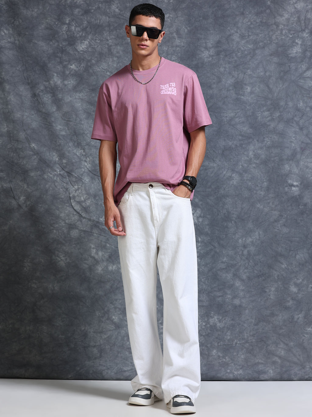 ARDEUR STREETZ Men's Relaxed Fit 100% Cotton Printed T-Shirt - Dusky Orchid