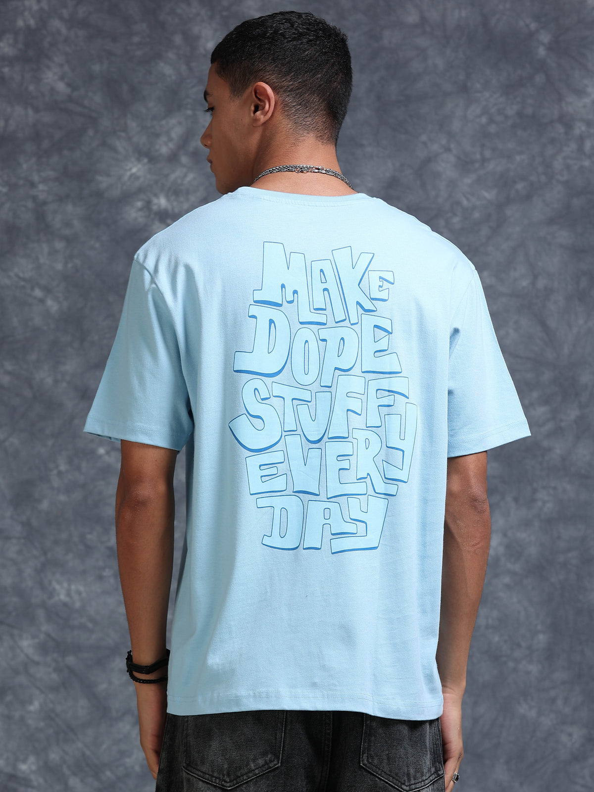 ARDEUR STREETZ Men's Relaxed Fit 100% Cotton Graphic Printed T-Shirt - Powder Blue