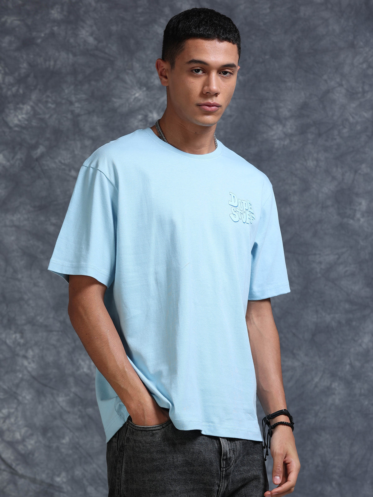 ARDEUR STREETZ Men's Relaxed Fit 100% Cotton Graphic Printed T-Shirt - Powder Blue