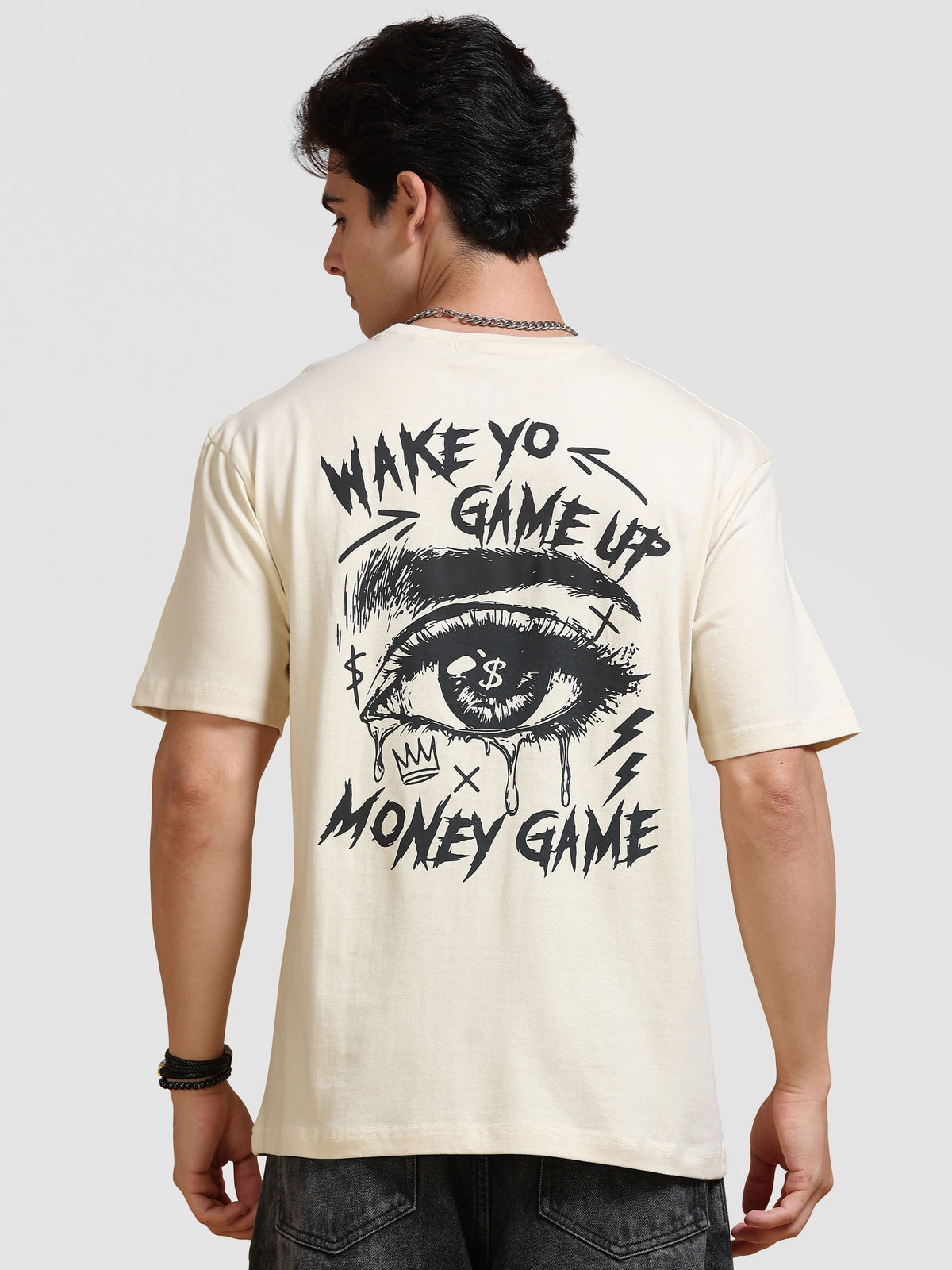 ARDEUR STREETZ Men's Relaxed Fit 100% Cotton Graphic Printed T-Shirt - Bone White