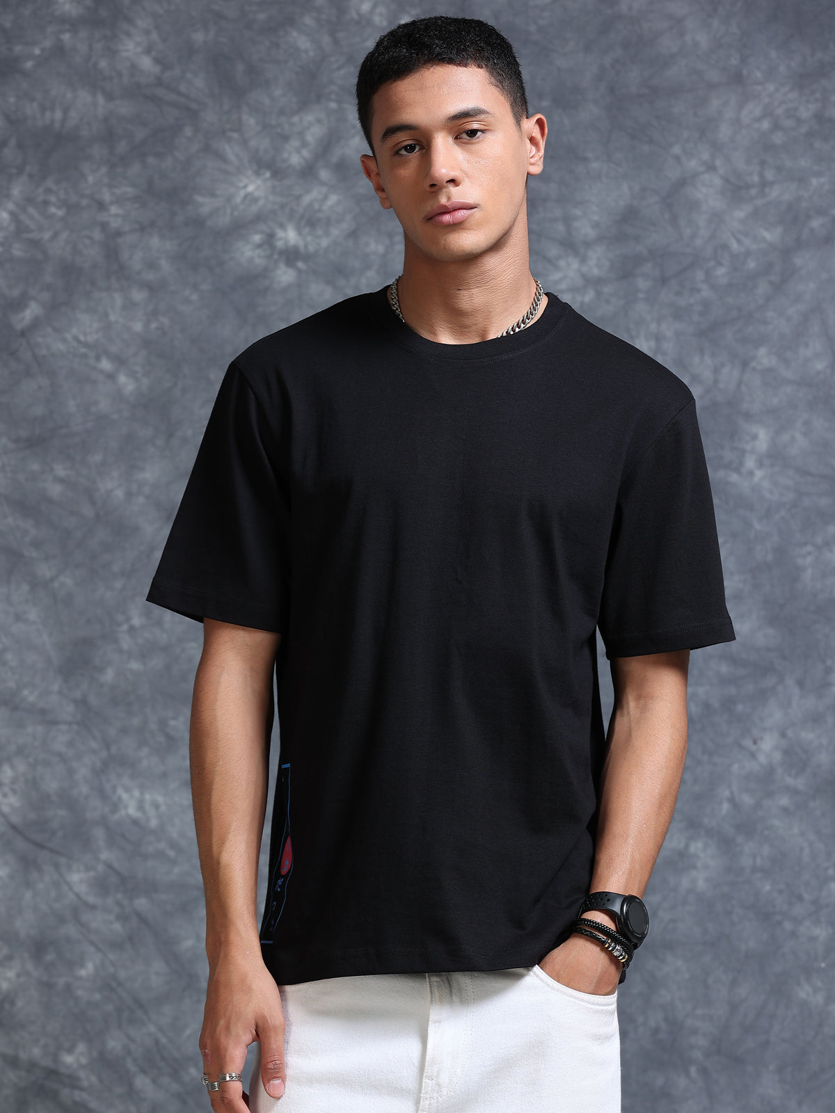 ARDEUR STREETZ Men's Relaxed Fit 100% Cotton Graphic Printed T-Shirt - Black