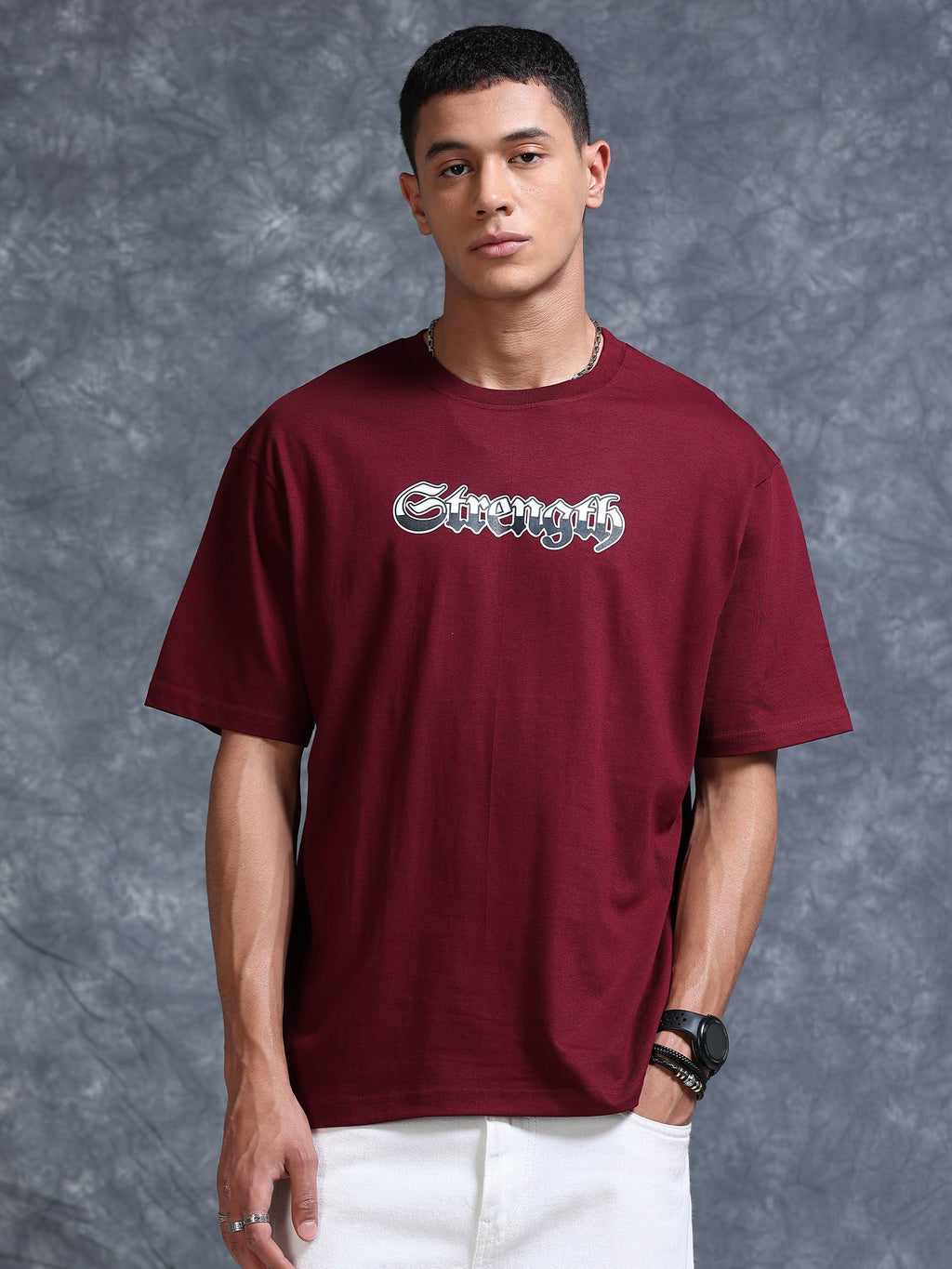 ARDEUR STREETZ Men's Relaxed Fit 100% Cotton Graphic Printed T-Shirt - Tawny Port