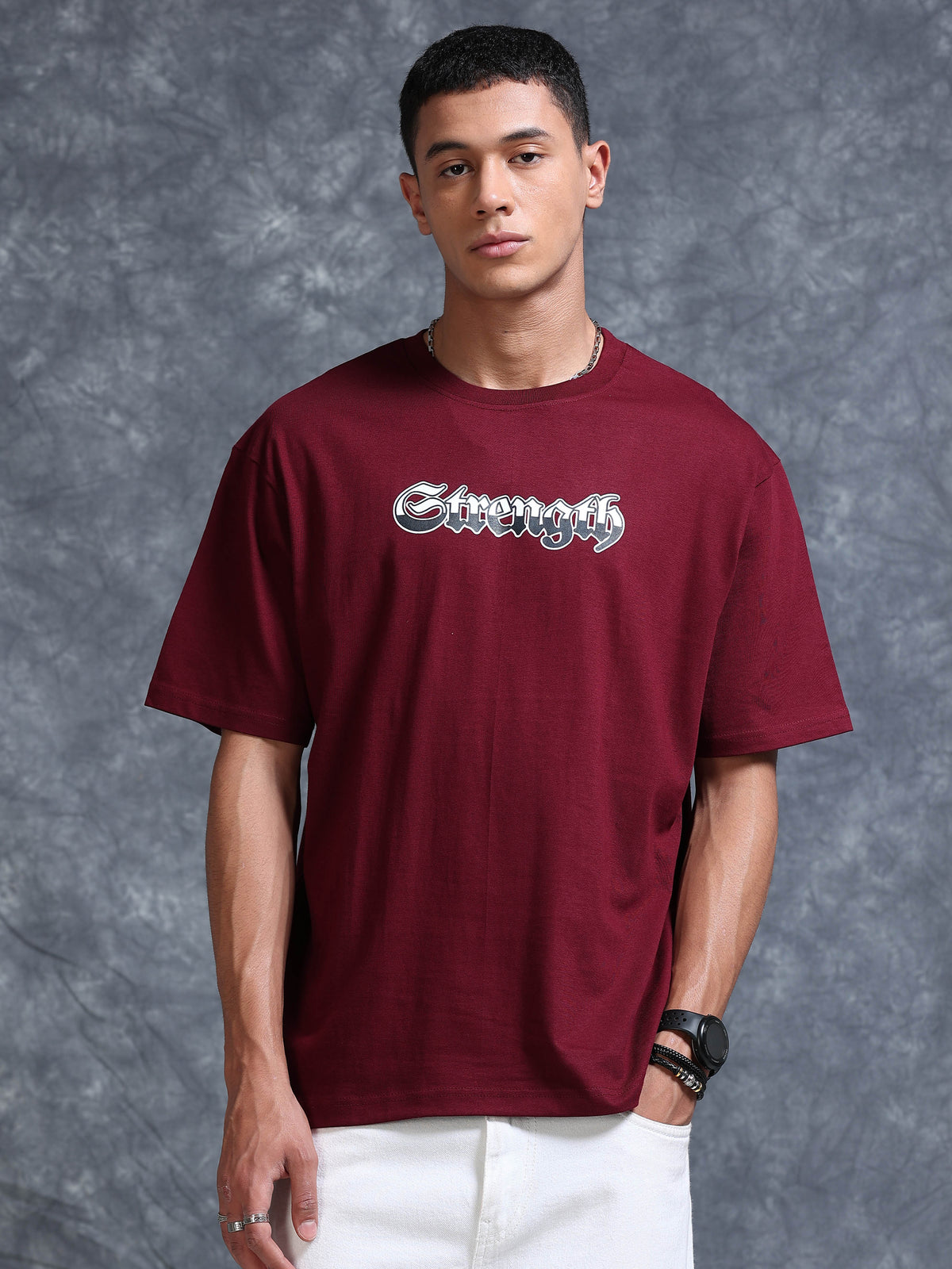 ARDEUR STREETZ Men's Relaxed Fit 100% Cotton Graphic Printed T-Shirt - Tawny Port