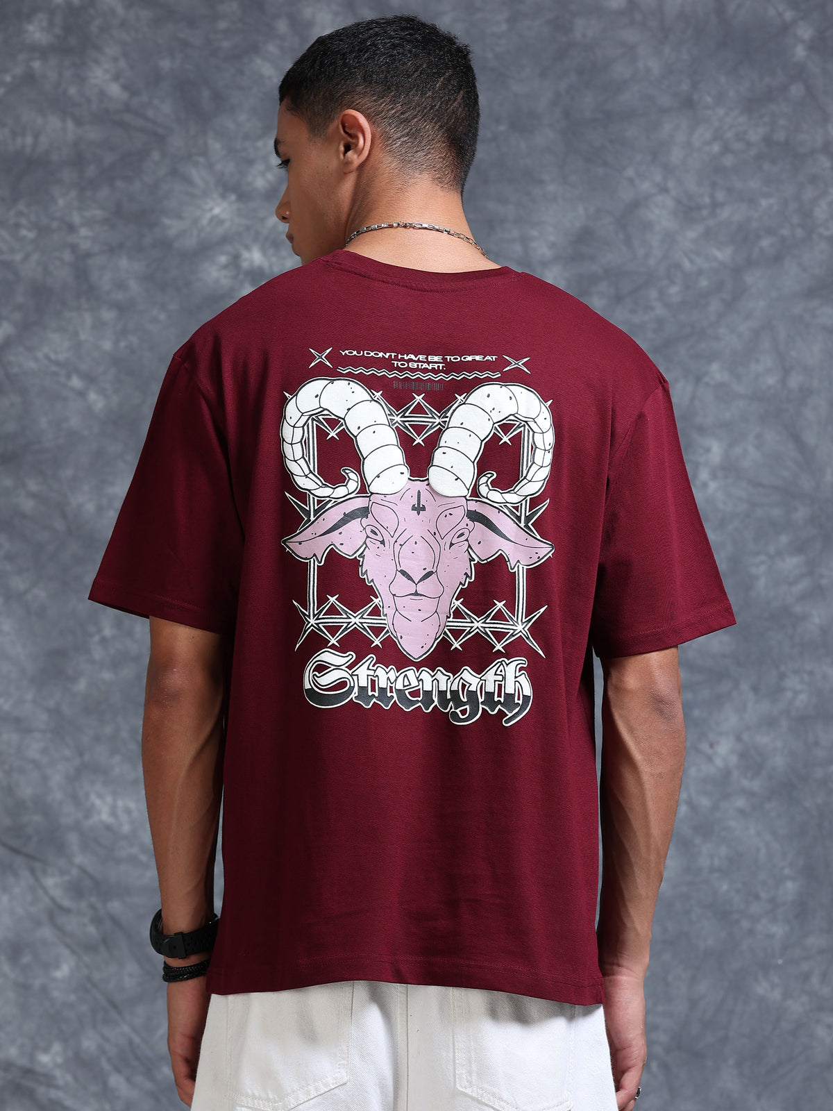ARDEUR STREETZ Men's Relaxed Fit 100% Cotton Graphic Printed T-Shirt - Tawny Port