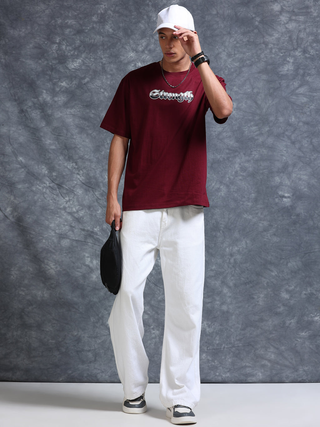 ARDEUR STREETZ Men's Relaxed Fit 100% Cotton Graphic Printed T-Shirt - Tawny Port