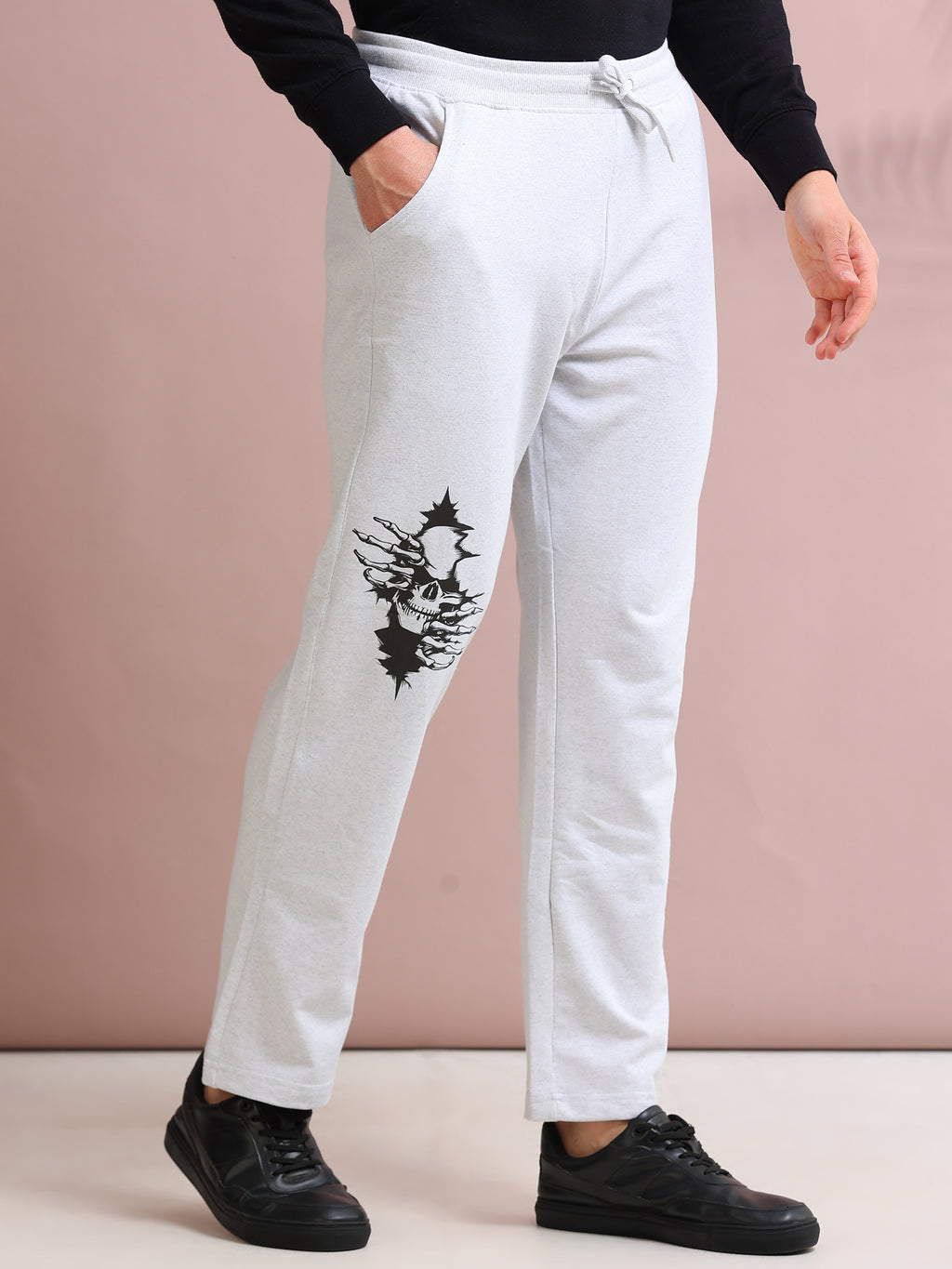 ARDEUR STREETZ Men's Relaxed Fit Track Pants - White Melange