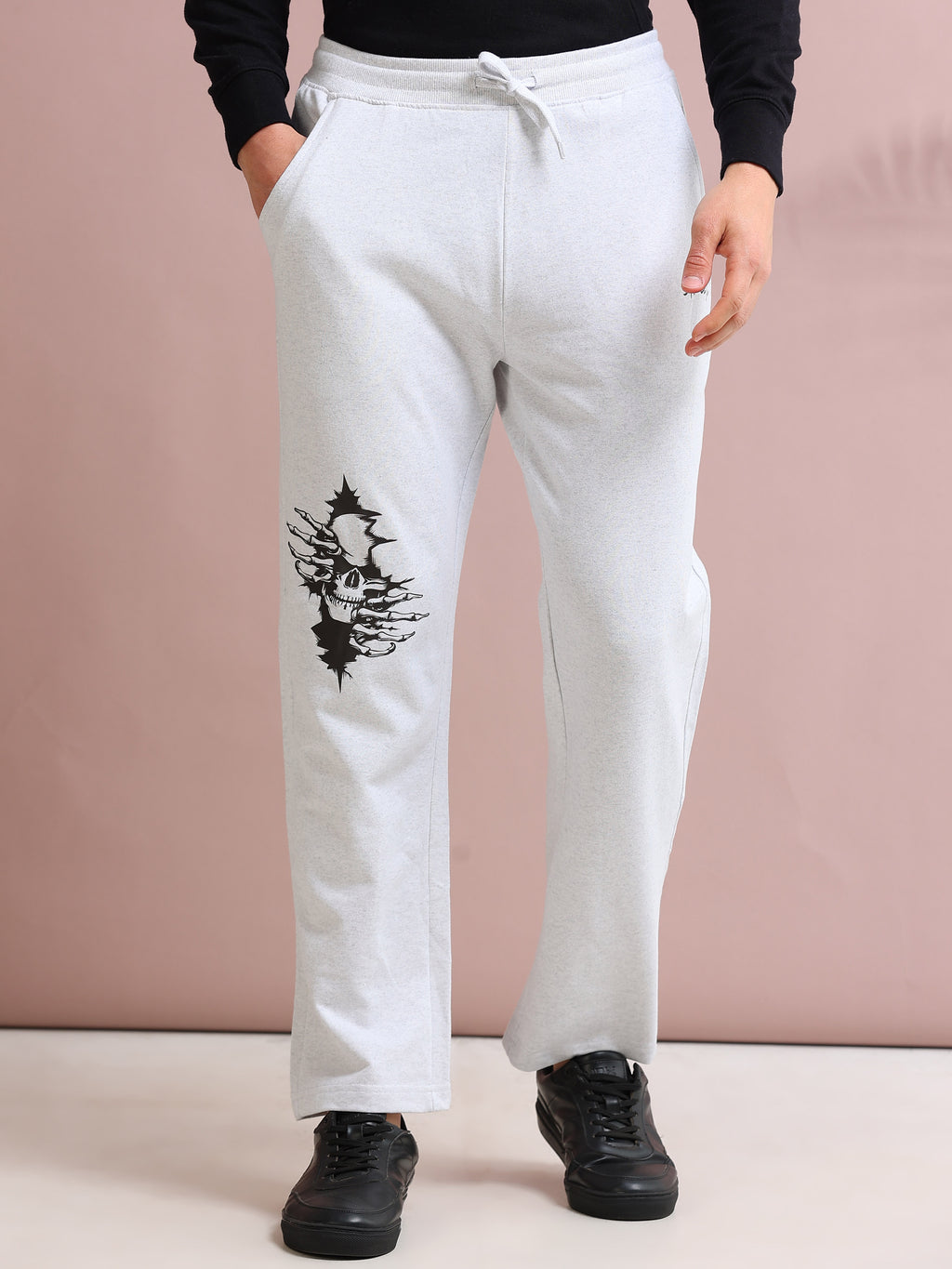 ARDEUR STREETZ Men's Relaxed Fit Track Pants - White Melange