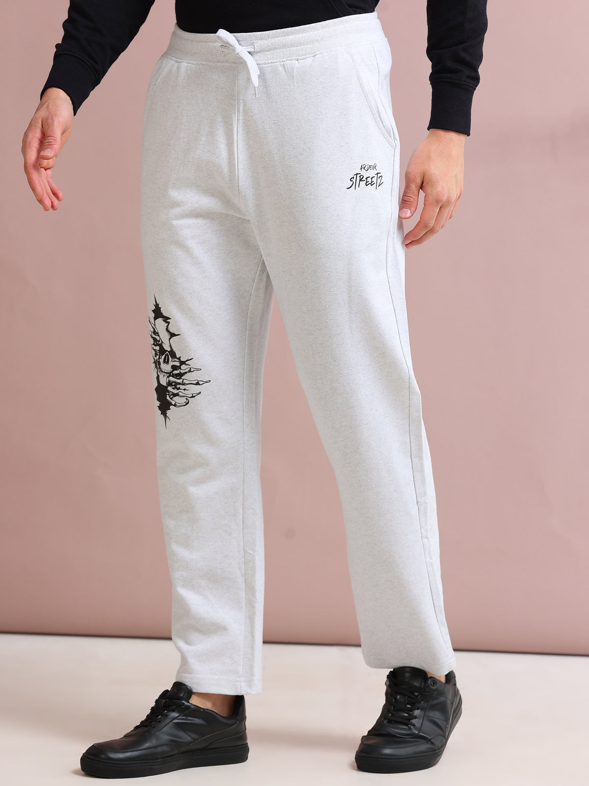 ARDEUR STREETZ Men's Relaxed Fit Track Pants - White Melange